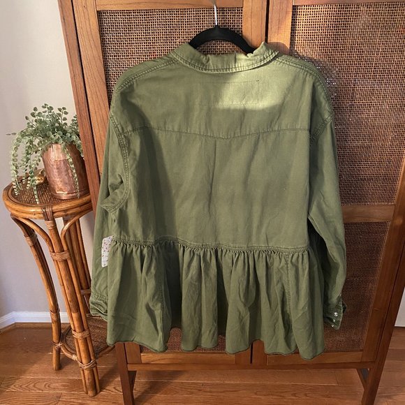 Free People Army Dylan Babydoll Shirt Jacket NEW - Picture 5 of 10